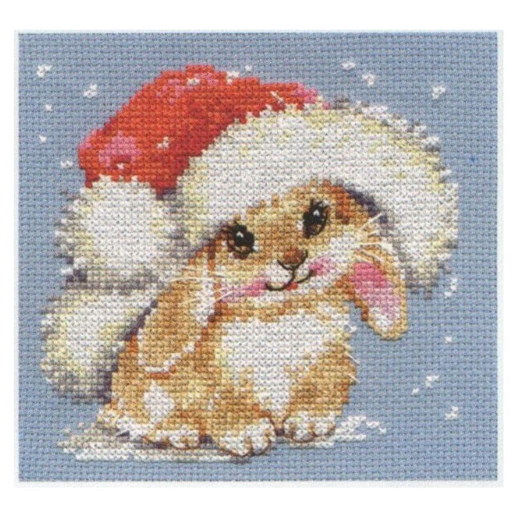 Broderi kit "Winter bunny" 12x12 cm.