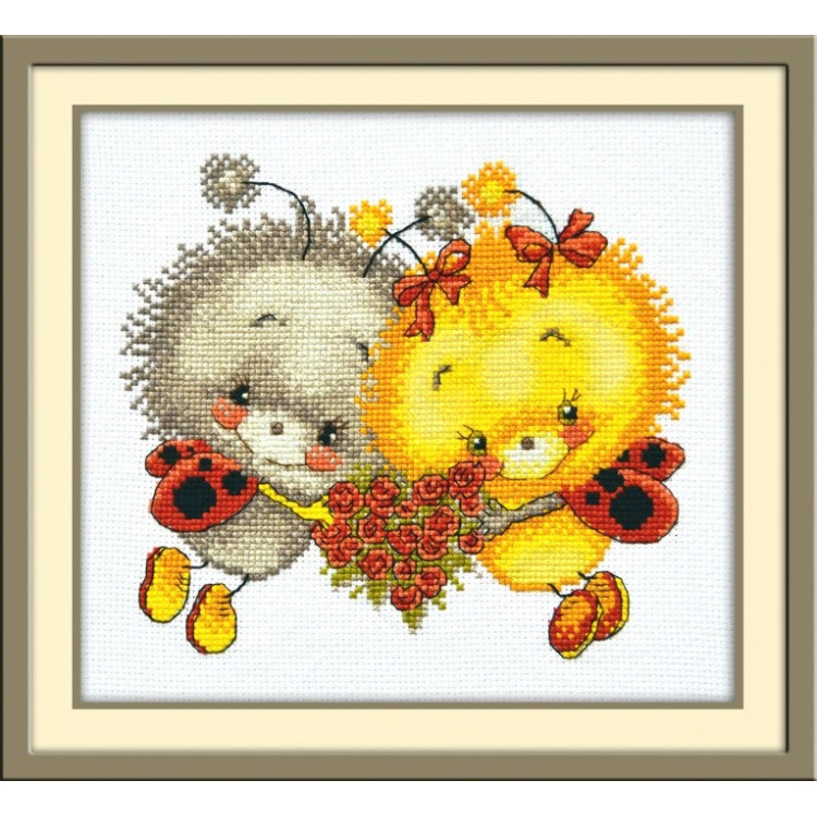 Embroidery kit "Ladybirds" 18x15 cm.