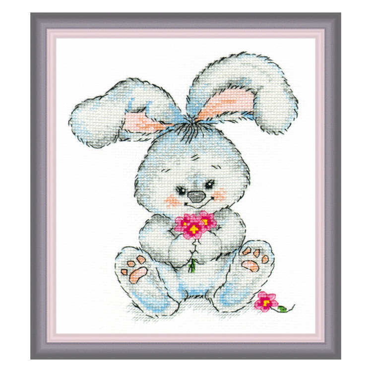 Embroidery kit "Tiny hare" 13x15 cm.