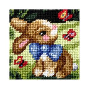 Förtryckt Broderi kit, Halvstygn " Bunny" 16,5x16,5 cm.