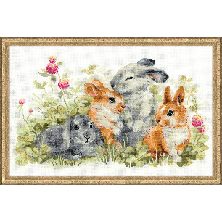 Broderi kit "Funny Rabbits". 25x40 cm.