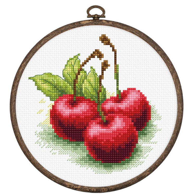 Embroidery kit "Cherries" 10x10 cm.