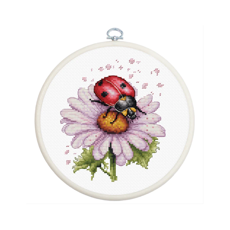 Broderikit "Nyckelpiga" 11x13,5 cm. inkl. ram.