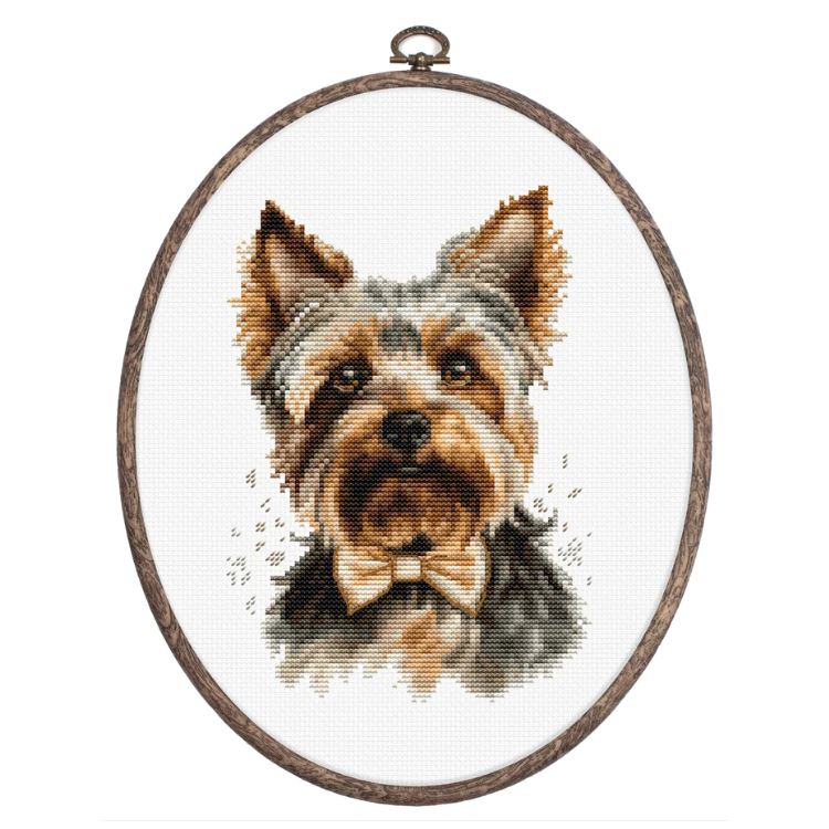 Embroidery kit "THE YORKSHIRE TERRIER" 12x17 cm. incl. Hoop.