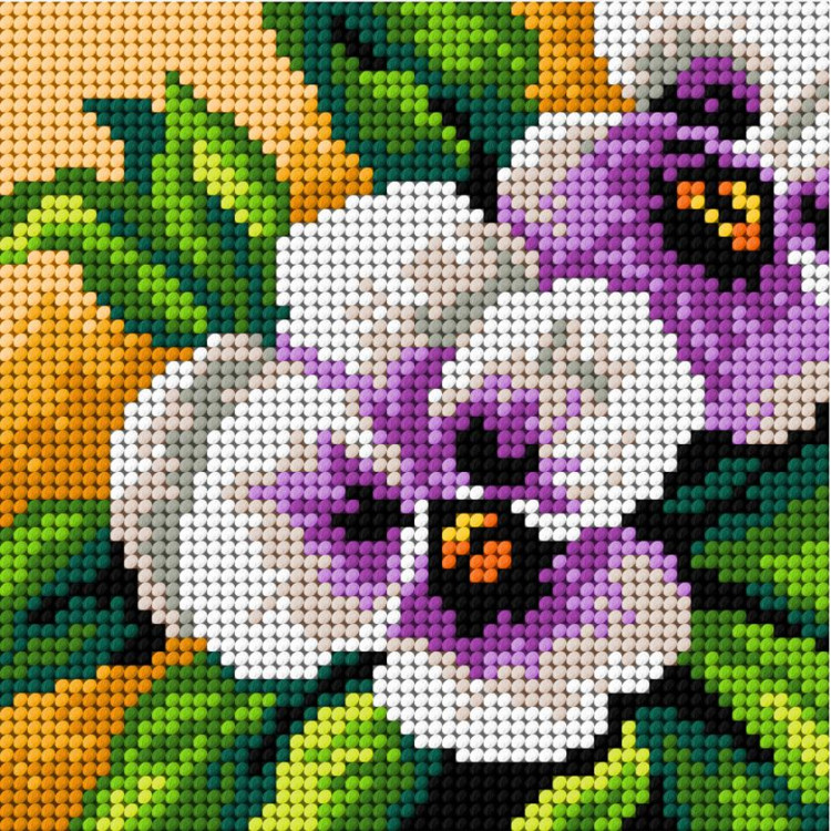 Förtryckt Broderi kit "Pansies" 13,5x13,5 cm.