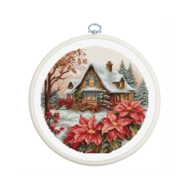 Embroidery kit "LITTLE HOUSE IN THE FOREST" 17x17 cm. incl. Hoop.