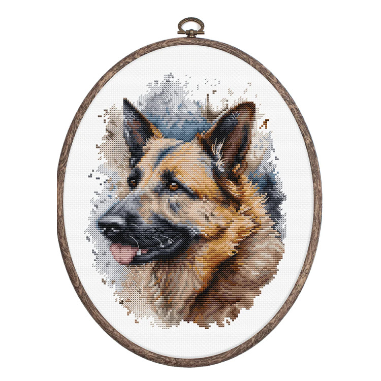 Broderikit med ram German Shepherd 17 x 21 cm