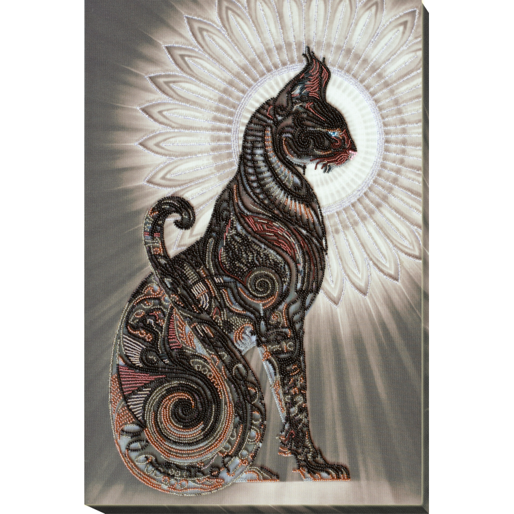 Pärlbroderi "Bast in the night" 31x47 cm.