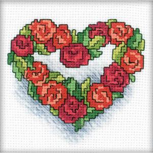 Embroidery kit "Heart of roses" 10x10 cm.