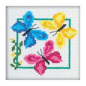 Embroidery kit "Three Butterflies" 9x9 cm.