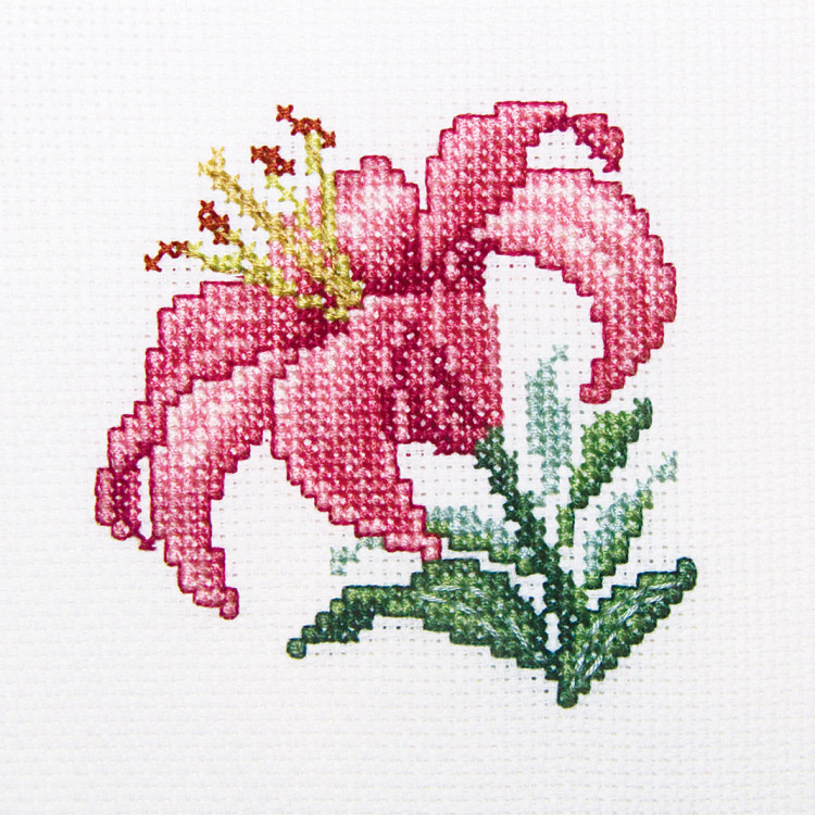 Embroidery kit "Pink Lily" 10x10 cm.