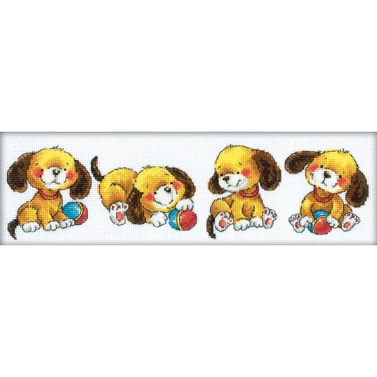 Embroidery kit "4 Puppies" 33x10 cm.