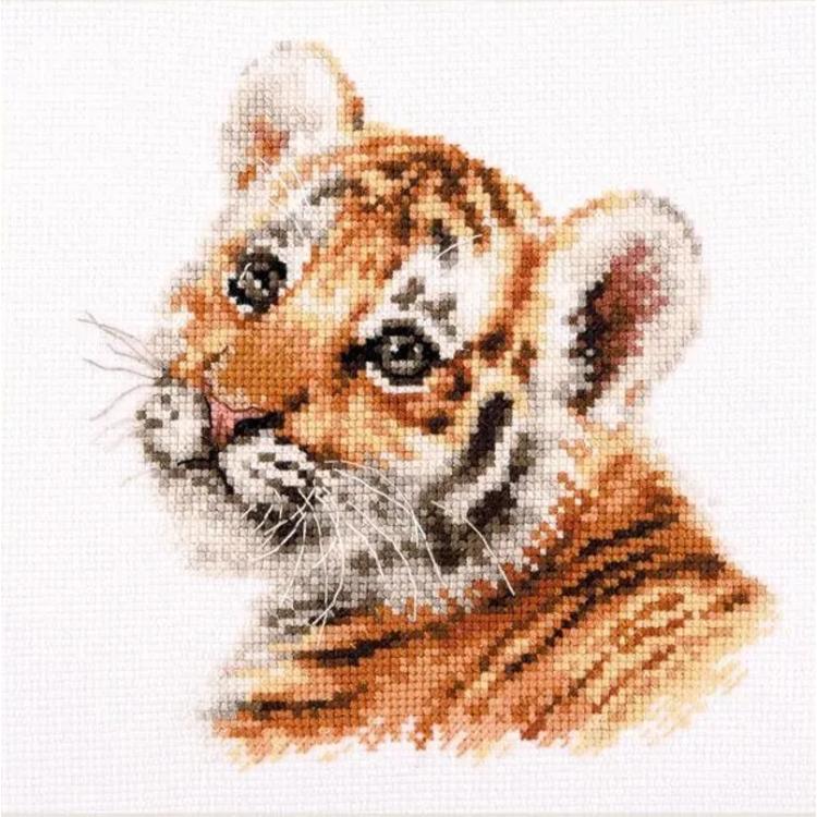 Cross Stitch Kit "Tiger Cub" 14x14 cm.