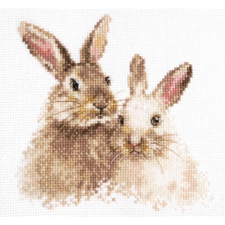 Broderi kit Cute Bunnies 14x14 cm.