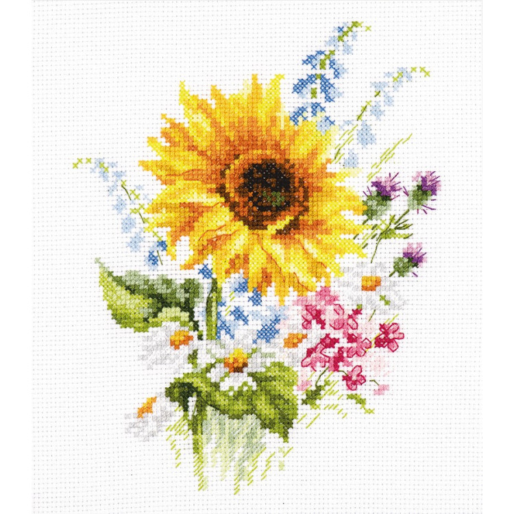 Embroidery Kit Bouquet with Sunflower 13x16 cm.