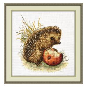 Broderi kit "Igelkott & äpple" 21x23 cm.