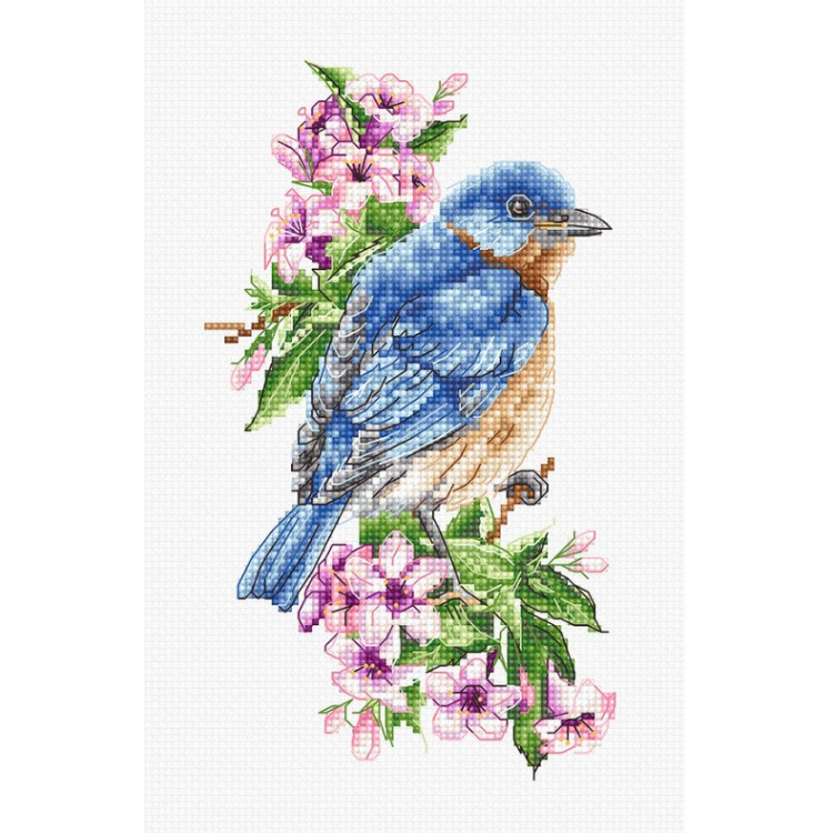 Broderi kit "Blue bird on the branch " 10x17 cm.