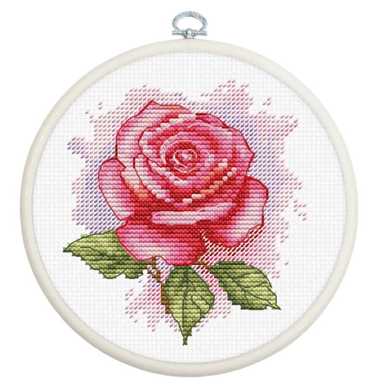 Broderi kit "Rosa ros" 9x9.5 cm.