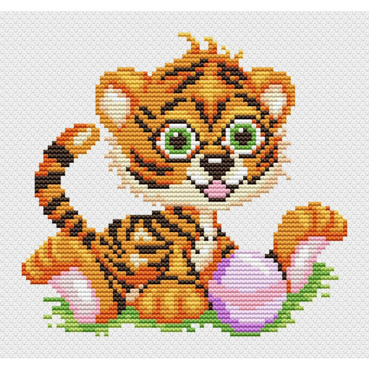 Embroidery Kit Printed  "Tiger Cub" 30x21 cm.