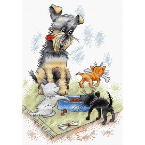 Broderi kit "Dog & Puppies" 23x16 cm