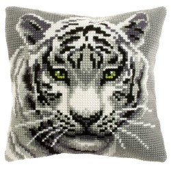 Printed Embroidery pillow case Tiger 40x40 cm Black/white