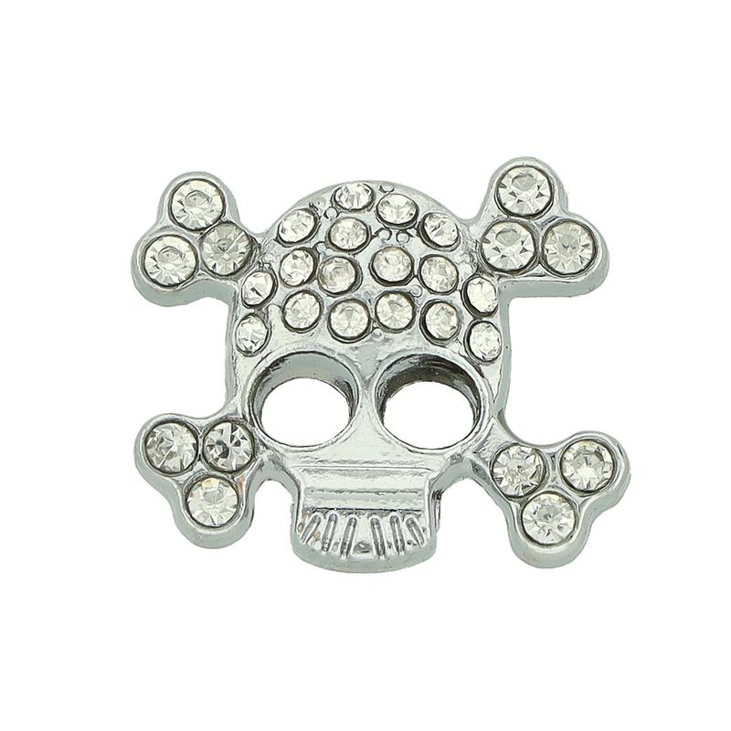 Slider Dödskalle Czech. Rhinestone. 16x19 mm.