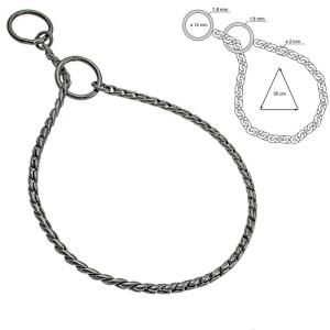 Show collar 35 cm. Snake chain Gun metal.