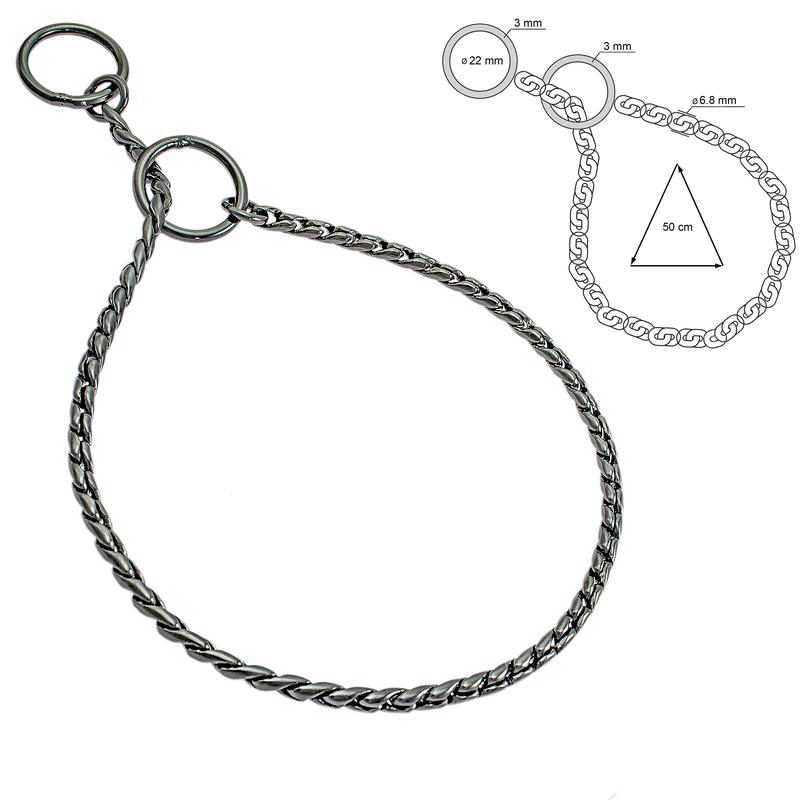 Utställnings halsband PREMIUM 50 cm. kedja Gun metal.