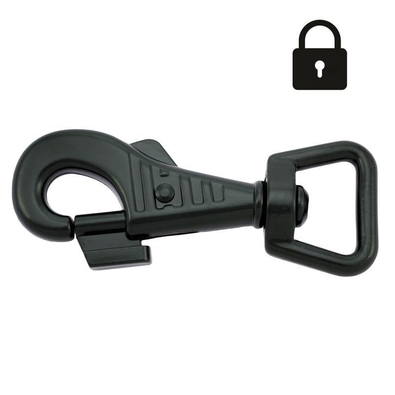 Snap hook, 79/20 mm, Safety lock. Black.