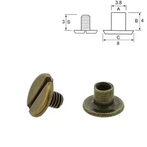 Steele skruv 8/4 mm.5-pack Antique Brass. "New Size"