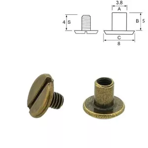 Steele skruv 8/5 mm.5-pack Antique Brass. "New Size"
