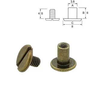 Chicago Skruv 8/6 mm.5-pack Antique Brass. "New Size"