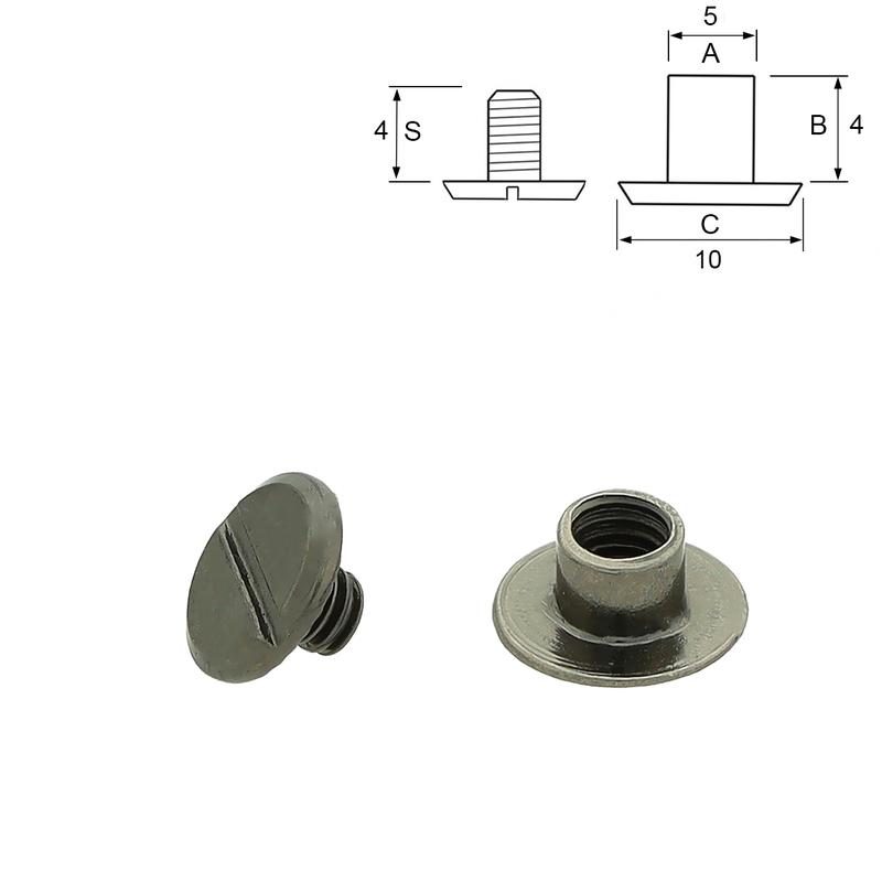 Steele skruv svart 10/4 mm. 5-pack