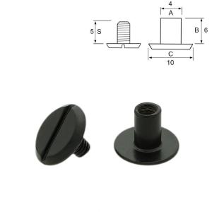 Skruv Matt Svart 10/6 mm./5-pack