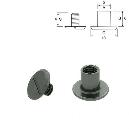 Chicago Skruv 10/5 mm. Borstad Gun Metall 5-pack