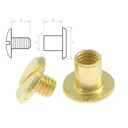 Skruv  Brass plated 10/5 mm. 5-pack