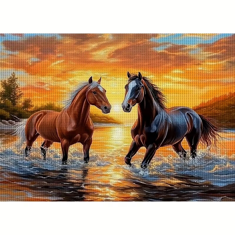 Embroidery kit Printed 25x35 cm Horses.