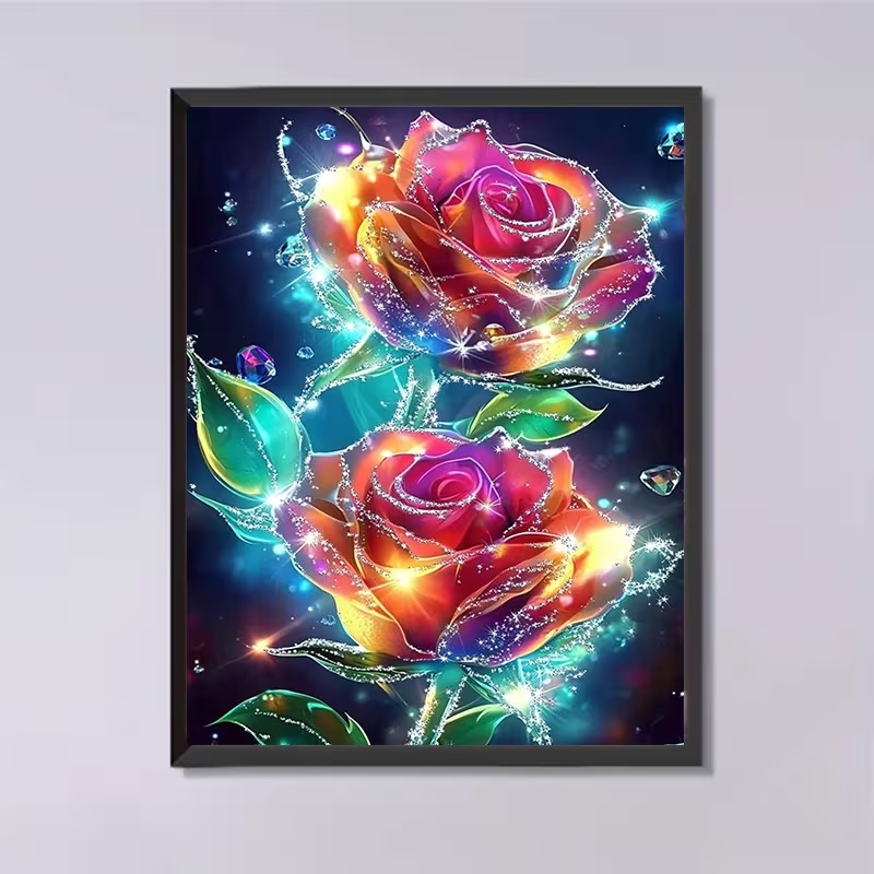 Diamond Painting Disco Rose 30x40 cm Round.