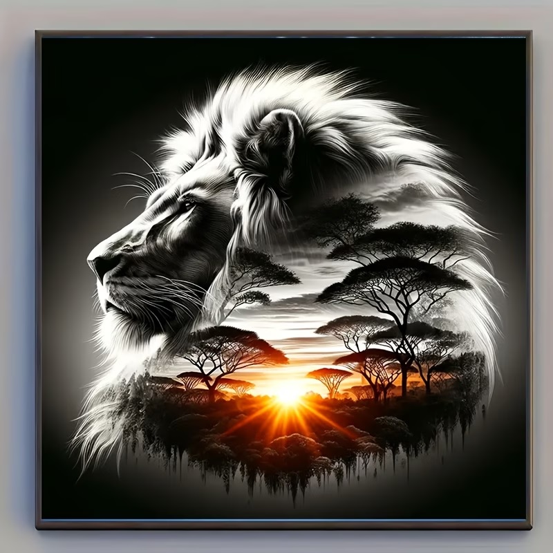 Diamond Painting Lion Savannah 40x40 cm Square.