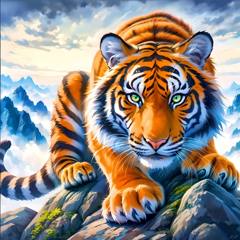 Diamond Painting Tiger 40x40 cm Square.