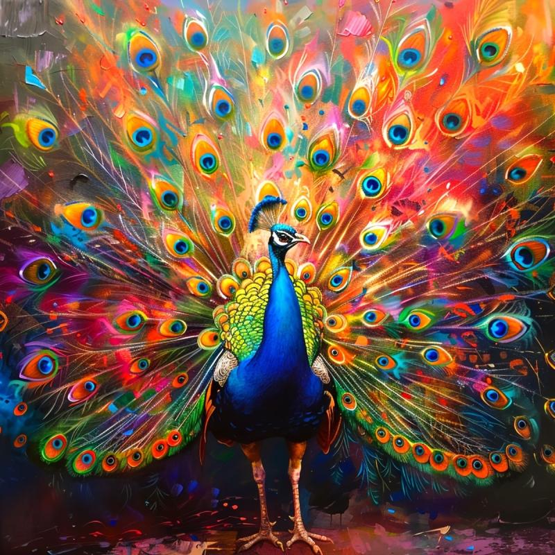 Diamond Painting Peacock 40x40 cm Square.