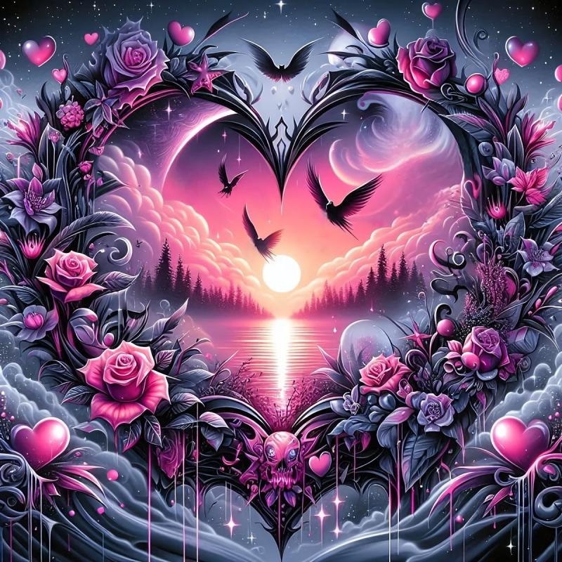 Diamond Painting Heart 40x40 cm Square.