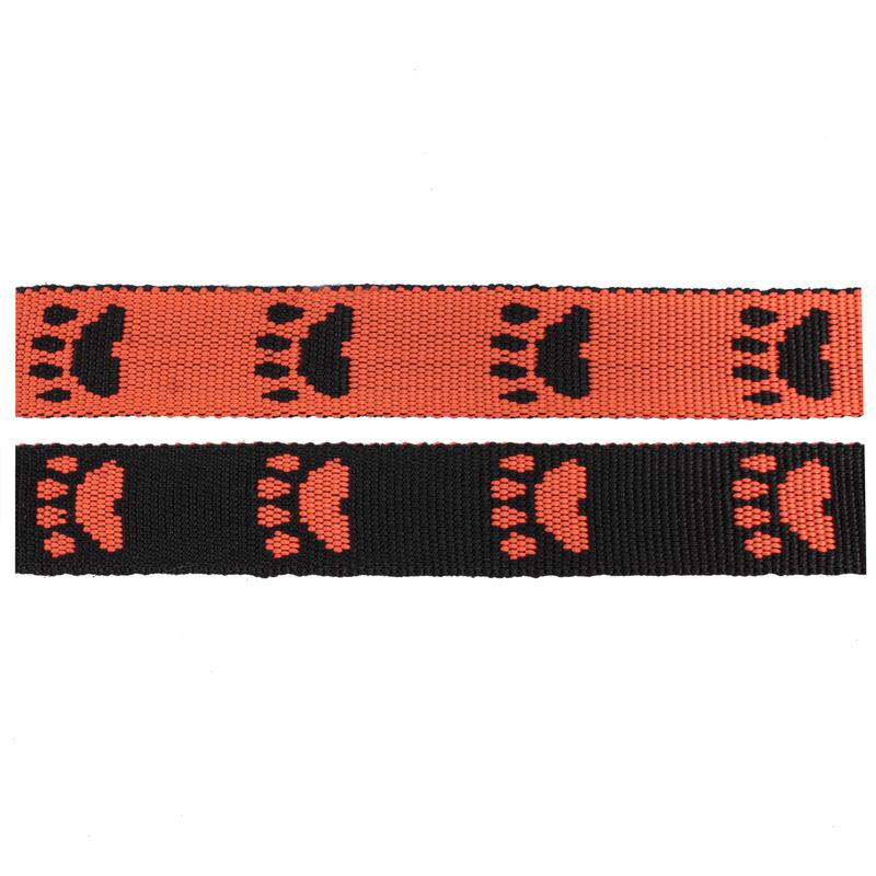 Webbing 20 mm. Black / Orange  Pawprint