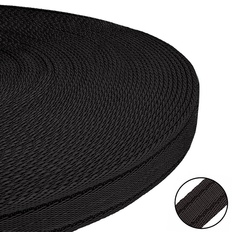 PP 20 mm. Quilted X-tra Strong 560 kg. webbing Black.