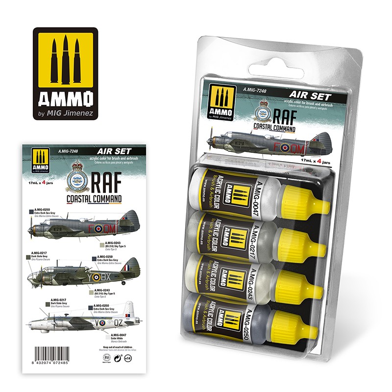 Ammo Mig Jimenez 17mL x 4 jars acrylics RAF Coastal Command - AMIG7248 Ammo Mig Jimenez 17mL x 4 jars acrylics RAF Coastal Command - AMIG7248