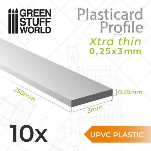 uPVC Plasticard - Profile Xtra-thin 0.25mm x 3mm