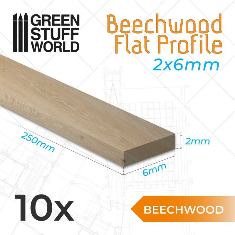Beechwood flat profile - 6x250mm