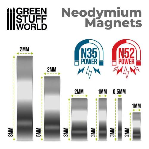 Neodymium Magnets 3x0'5mm - 100 units (N35)