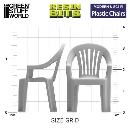 Green Stuff World: 3D Printed Resin Set - Plastic Chairs (4) (1:35)
