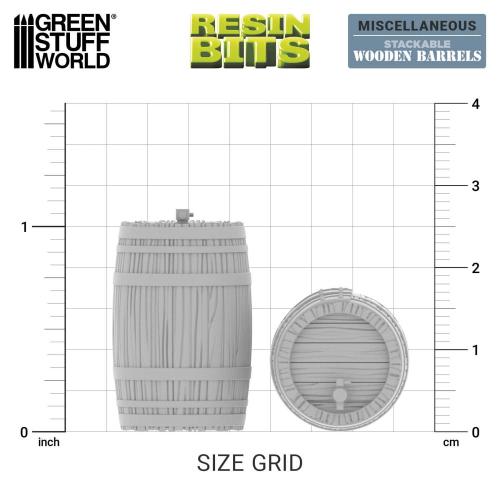 Green Stuff World: 3D Printed Resin Set - Stackable Wooden Barrels (5) (1:35)